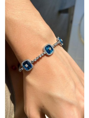 Spossy Silver Jewelry 3lü Kare Nazar Cam Göz Bileklik