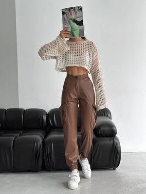 Win Moda Deri Pantolon - Yan Kargo Cepli Deri Pantolon
