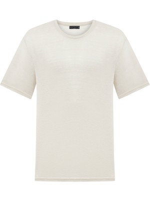 MUDO Bisiklet Yaka Keten T-Shırt