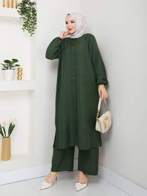 Kaes Giyim Kadın Büyük Beden Uzun Ikili Tesettür Tunik Takım