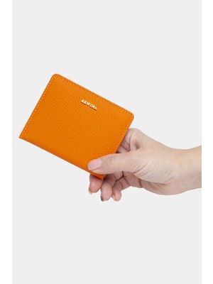 Massarelli Rewina x Hakiki Deri Kadın Kartlık Turuncu MCZ9109