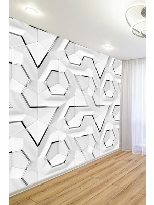 Dreamwall Geometrik Altıgen Petek Desenli Tekstil Duvar Kağıdı