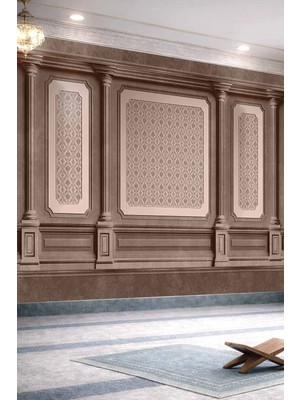 Dreamwall Klasik Mimari Panel Görünümlü Damask Desenli Tek Parça Tekstil Duvar Kağıdı