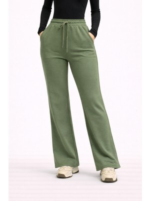 Lollik Kadın Yüksek Bel Bol Palazzo Bol Paça Eşofman Altı - Salaş Günlük Pantolon