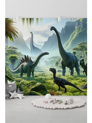 Dreamwall 3D Efektli Dev Dinozorlar Dünyası Çocuk Odası Duvar Kağıdı