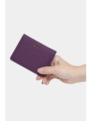 Massarelli Rewina x Hakiki Deri Kadın Kartlık Mor MCZ9109