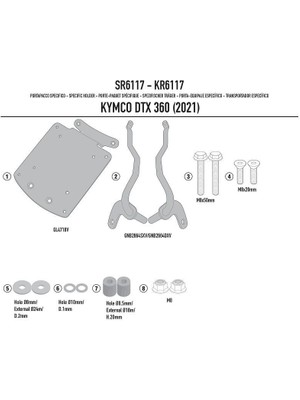 Kymco Dtx 250 / 360 (21>24) Arka Çanta Taşıma Demir (Kappa KR6117)