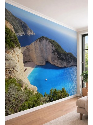 Dreamwall Navagio Sahili Manzaralı - Ofis ve Kafe Için Deniz Temalı Tek Parça Duvar Kağıdı