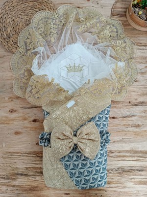 Akıllı Durak Yenidoğan Ultralüks Piramit Desenli Güpürlü Bebek Battaniyesi Kundak