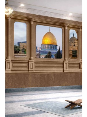 Dreamwall Mescidi Aksa Altın Kubbe Fotograflı Tek Parça Tekstil Duvar Kağıdı