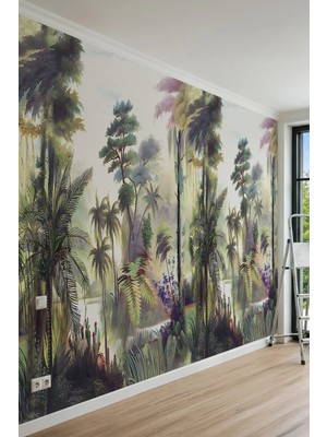 Dreamwall Egzotik Tropikal Orman ve Palmiye Esintisi Tek Parça Tekstil Duvar Kağıdı