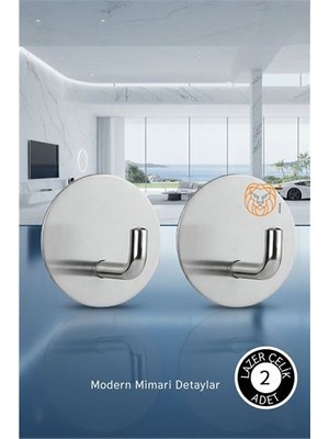 2 Li Banyo ve Mutfak Askı Seti - SUS304 Lazer Kesim Çelik  Ultra Güçlü Yapışkanlı Askı