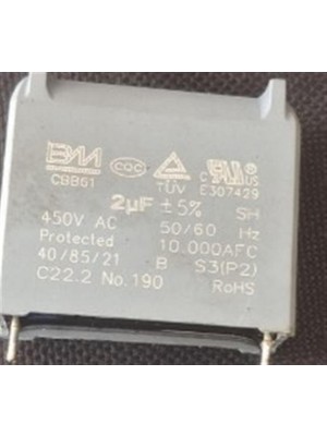 OEM 2µf 450VAC CBB61 Motor ve Fan Başlangıç Kondansatörü