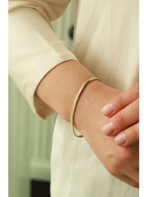 Aydın Kuyumculuk 14 Ayar Altın,4 mm Balık Sırtı Bileklik AGBLK716