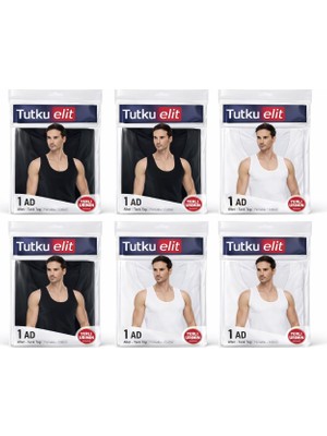 Tutku 6'lı Tutku Elit 1201 Modal Elastan Erkek Atlet 3 Siyah-3 Beyaz