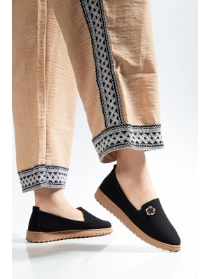 Kadın Günlük Loafer Ayakkabı Siyah Kot