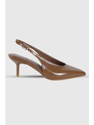 Modezya Nancy Taba Raşel Troklu Sivri Burun Kadın Topuklu Ayakkabı