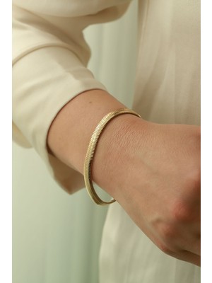 Aydın Kuyumculuk 14 Ayar Altın,5 mm Balık Sırtı Bileklik AGBLK694