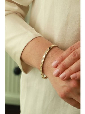 Aydın Kuyumculuk 14 Ayar Altın,taşlı Sıralı Bayan Bilekliği AGBLK720