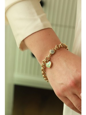 Aydın Kuyumculuk 14 Ayar Altın,kalpli Hallow Bayan Bilekliği AGBLK700