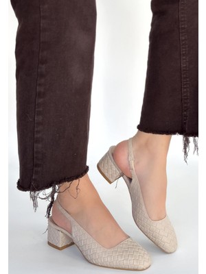 Erbilden Dier Bej Cilt Topuklu Ayakkabı