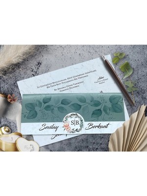 ABC Ofis Düğün Davetiyesi Cem Davetiye Elegance 7034 Baskı Dahil