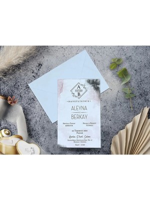 ABC Ofis Düğün Davetiyesi Cem Davetiye Elegance 7080 Baskı Dahil