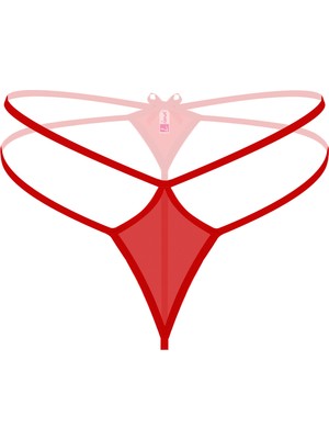 Pileli Store Büyük Beden Kırmızı Fantazi String Külot