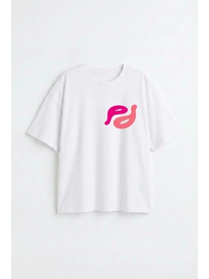 Hoxie Kadın Oversize Düz Renk Dijital Baskılı Bisiklet Yaka Basic Tişört