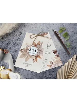 ABC Ofis Düğün Davetiyesi Cem Davetiye Elegance 7024 Baskı Dahil