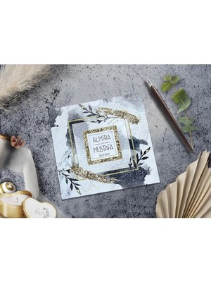 ABC Ofis Düğün Davetiyesi Cem Davetiye Elegance 7029 Baskı Dahil