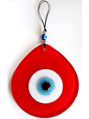 Pileli Store Kırmızı Renk Damla Model Nazar Boncuklu El Yapımı Duvar Süsü