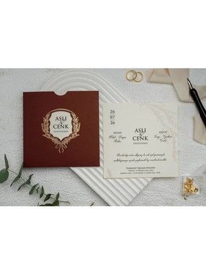 ABC Ofis Düğün Davetiyesi Ekonom Erdem Davetiye 9288 Baskı Dahil