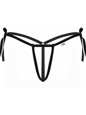 Pileli Store Siyah Ipli Kadın Fantazi G String