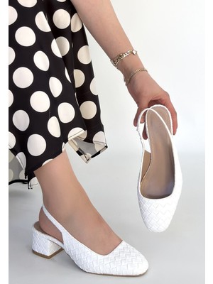 Kendim Fashion Dier Beyaz Cilt Topuklu Ayakkabı