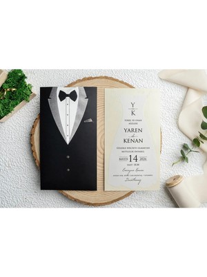 ABC Ofis Düğün Davetiyesi Ekonom Erdem Davetiye 9347 Baskı Dahil