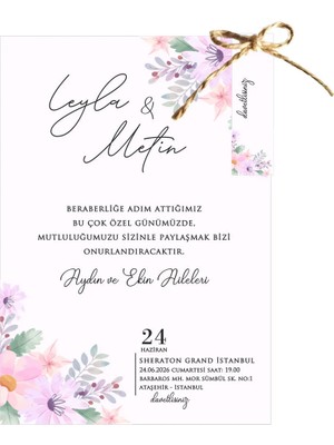 ABC Ofis Düğün Davetiyesi Sade Ipli Eko Model