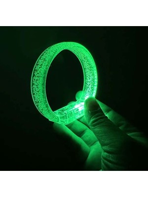 Pileli Store Yeşil LED Işıklı Baskı Yapılabilen Pilli Bileklik Bilezik 1,5 cm Genişlik