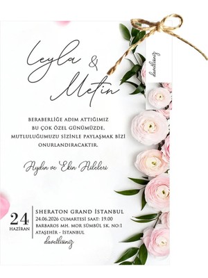 ABC Ofis Düğün Davetiyesi Sade Ipli Eko Model