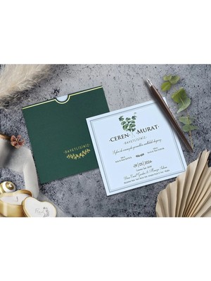 ABC Ofis Düğün Davetiyesi Cem Davetiye Elegance 7101 Baskı Dahil