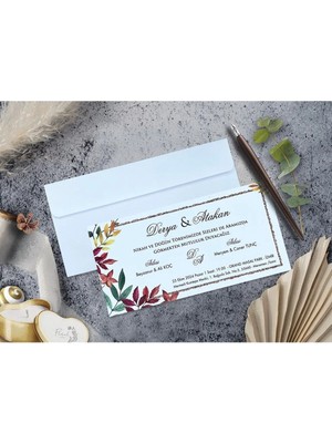 ABC Ofis Düğün Davetiyesi Cem Davetiye Elegance 7097 Baskı Dahil