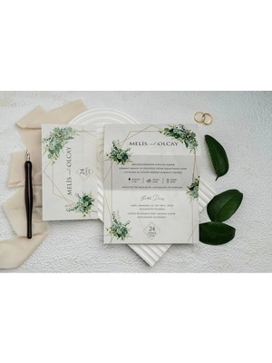 ABC Ofis Düğün Davetiyesi Ekonom Erdem Davetiye 9348 Baskı Dahil