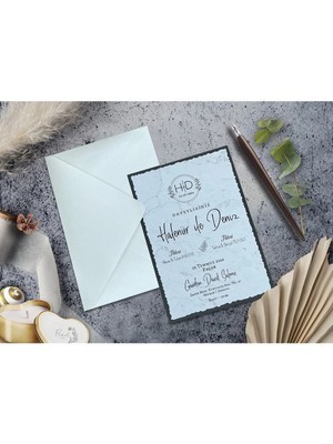 ABC Ofis Düğün Davetiyesi Cem Davetiye Elegance 7076 Baskı Dahil