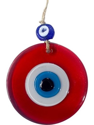 Pileli Store Şeffaf Kırmızı Nazar Boncuklu Duvar Süsü 10 cm Cam Duvar Dekoru