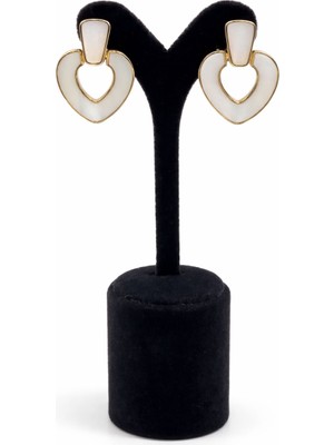 Pangu Altın Renk Kalp Formlu Sedef Görünümlü Bijuteri Küpe