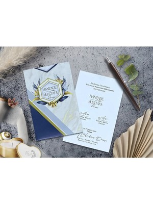 ABC Ofis Düğün Davetiyesi Cem Davetiye Elegance 7032 Baskı Dahil