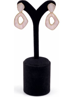 Pangu Altın Lak Kaplama Sedef Görünümlü Akrilik Detaylı Geometrik Bijuteri Küpe