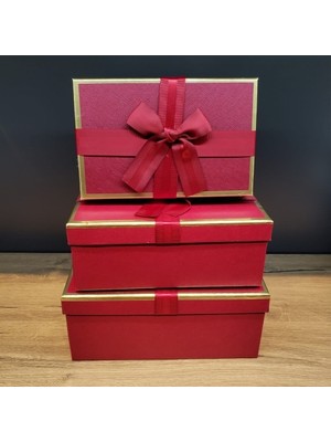 Pileli Store Kare Tasarım 3 Adet Hediye Kutuları