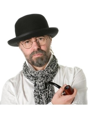 Pileli Store Siyah Renk Yetişkin Boy Retro Bowler Derby Şapkası 58 cm