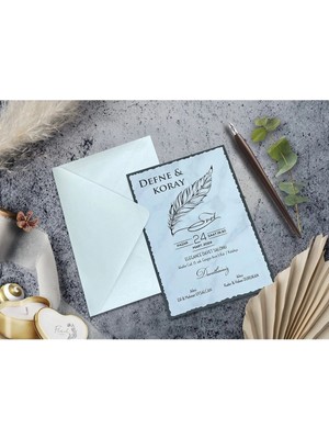 ABC Ofis Düğün Davetiyesi Cem Davetiye Elegance 7103 Baskı Dahil